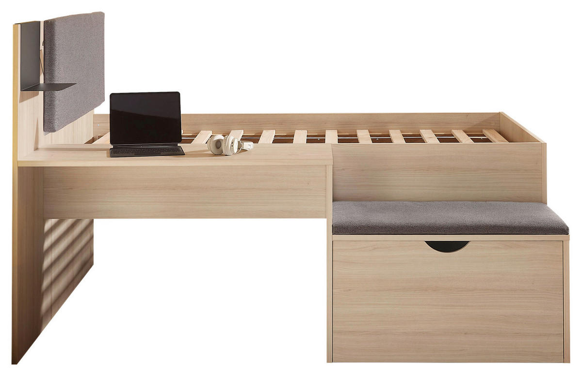 POSTEĽ S PRIESTOROM NA HRU 90/200 cm,  - farba duba, Konventionell, kompozitné drevo (90/200cm) - Carryhome