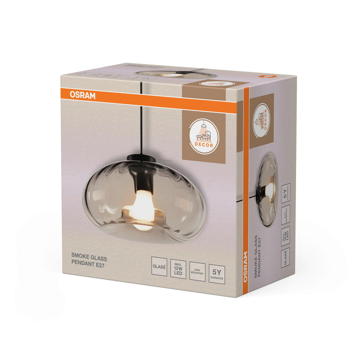 HÄNGELEUCHTE 28/118,5 cm  - Schwarz, Design, Glas/Metall (28/118,5cm) - Osram