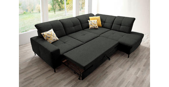 ECKSOFA in Chenille Anthrazit 310/240 cm - Anthrazit/Schwarz, Design, Textil/Metall (310/240cm) - Xora