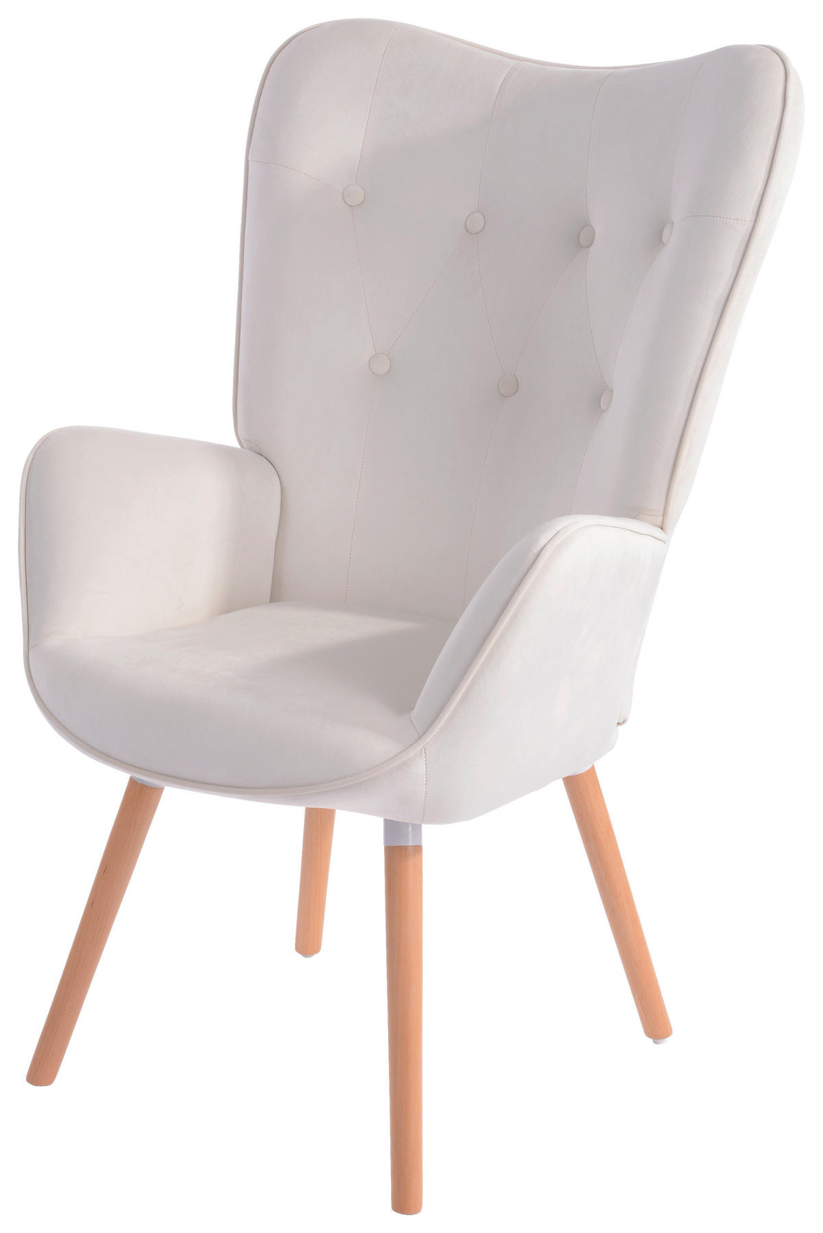 SESSEL Samt Creme, Naturfarben    - Creme/Naturfarben, Design, Holz/Textil (66/109/71cm) - Ti'me