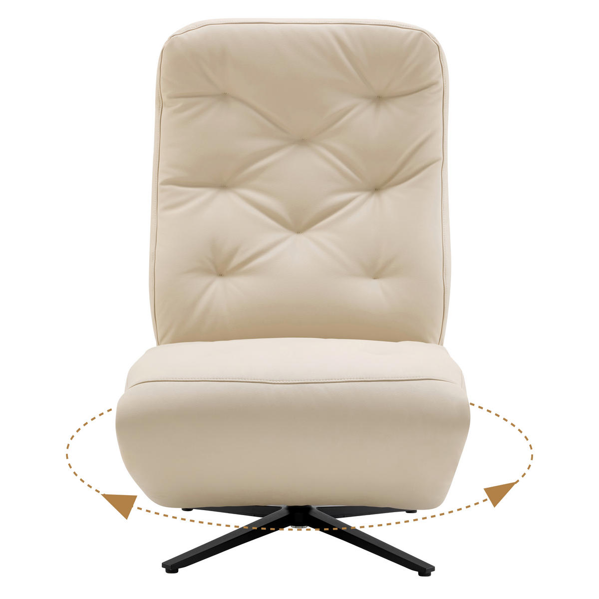 RELAXSESSEL Webstoff Relaxfunktion, Fußteilverstellung    - Creme/Schwarz, Design, Textil/Metall (68/113/84cm) - Livetastic