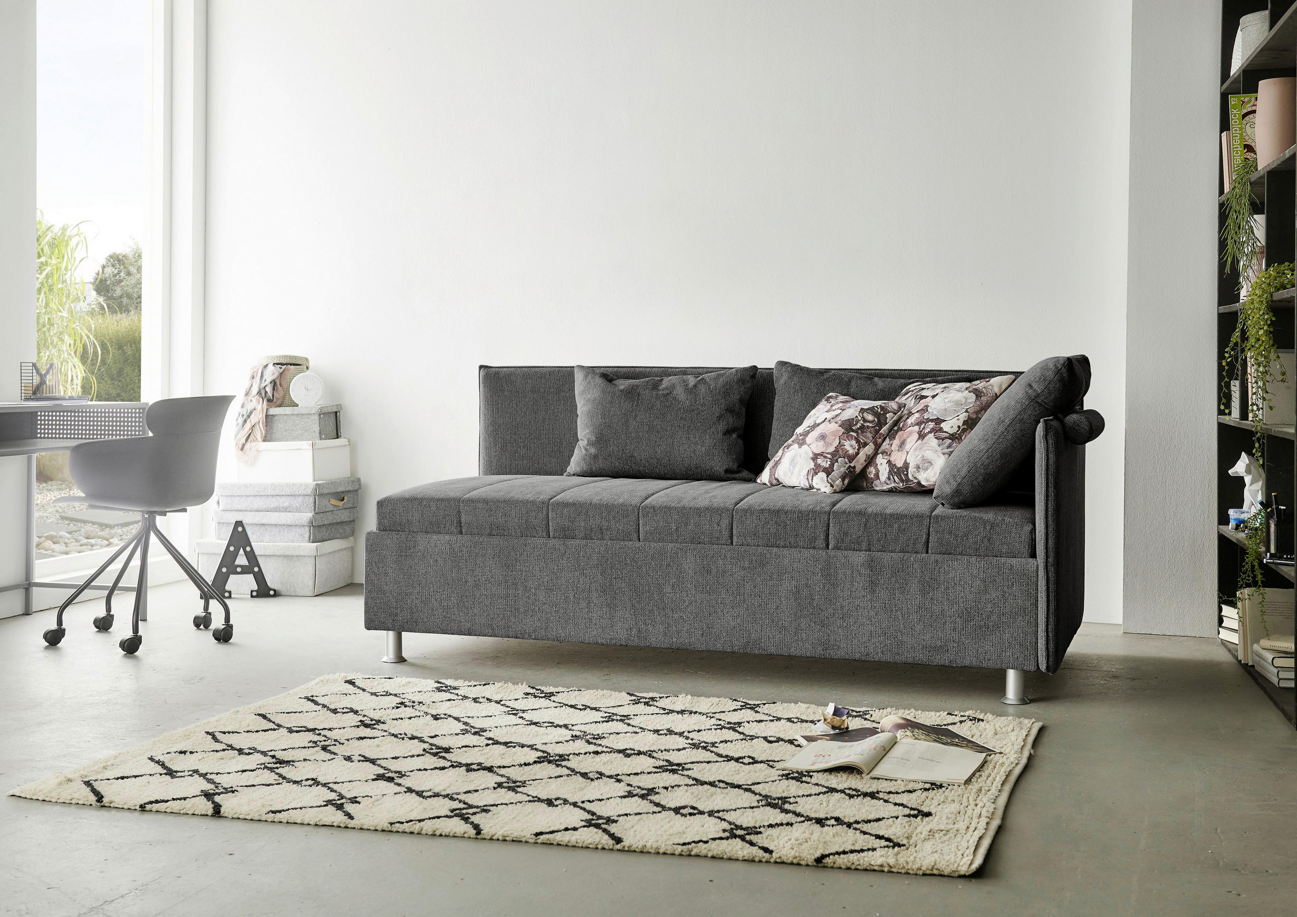 POLSTERLIEGE Flachgewebe Anthrazit - Anthrazit/Alufarben, KONVENTIONELL, Holz/Holzwerkstoff (90/200cm) - Beldomo - Sleep