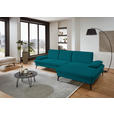 ECKSOFA in Chenille, Mikrofaser Petrol  - Petrol/Schwarz, Design, Textil/Metall (299/157cm) - Dieter Knoll