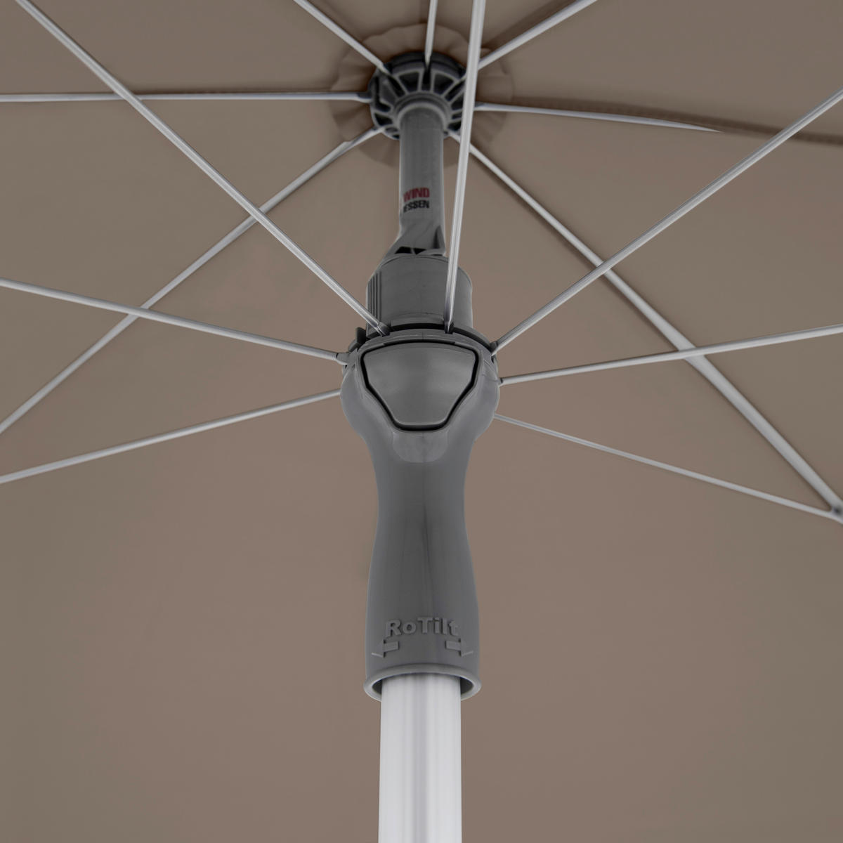 SONNENSCHIRM 200 cm Greige  - Greige/Silberfarben, KONVENTIONELL, Textil/Metall (200/200cm) - Doppler