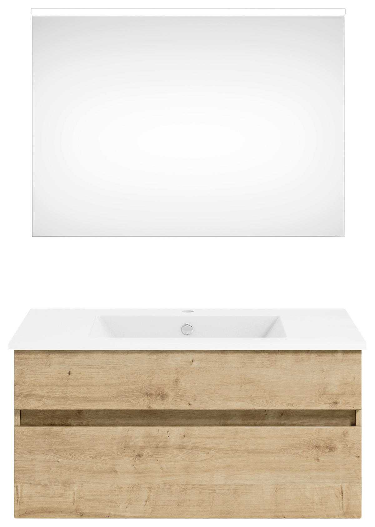 BADEZIMMER 92 cm  - Weiss/Eichefarben, Konventionell, Holzwerkstoff (92cm) - Puris