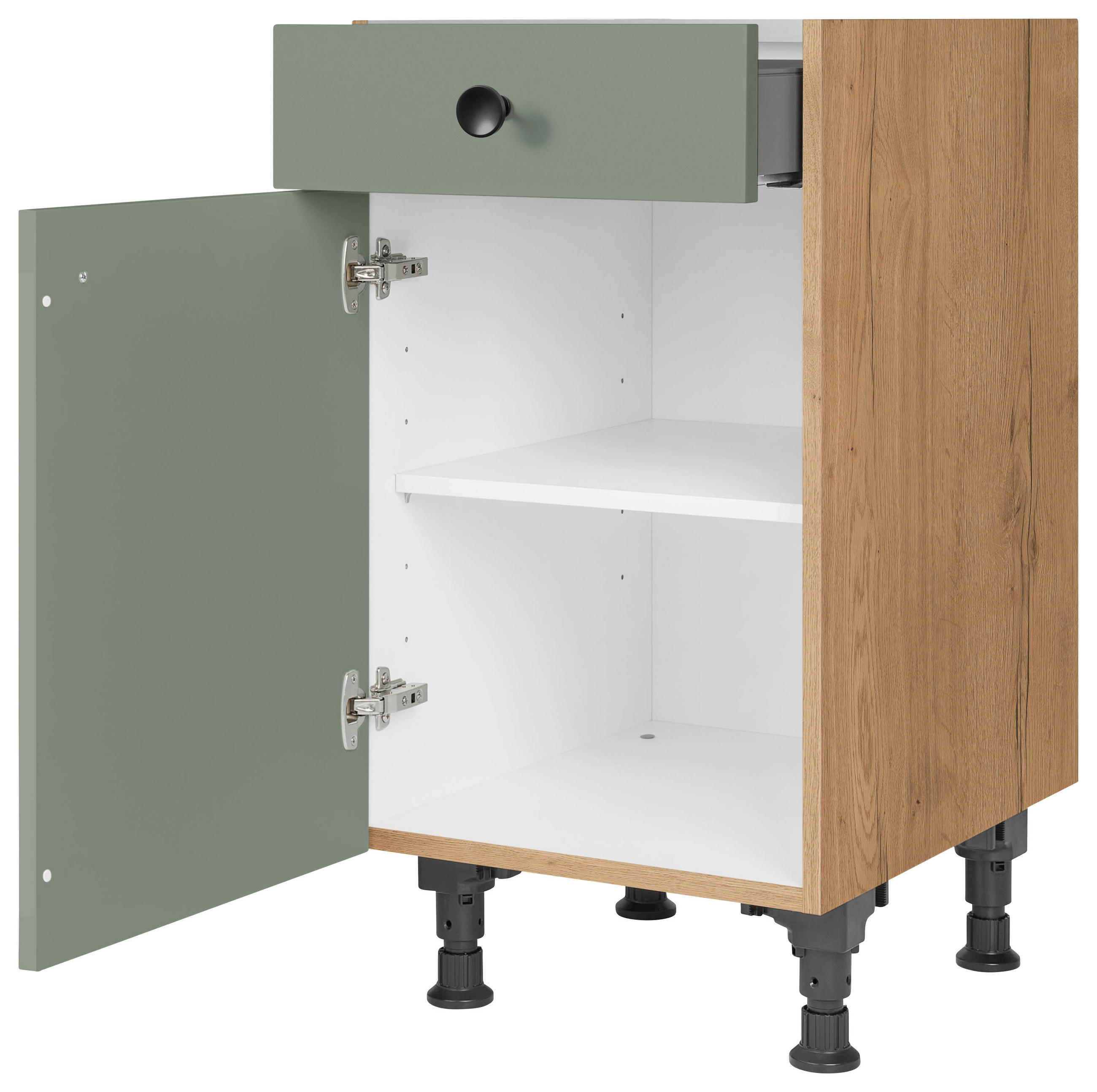 SCHUBKASTENUNTERSCHRANK 45/87/56 cm in Grün, Eichefarben - Eichefarben/Schwarz, MODERN, Holzwerkstoff/Metall (45/87/56cm) - Nobilia