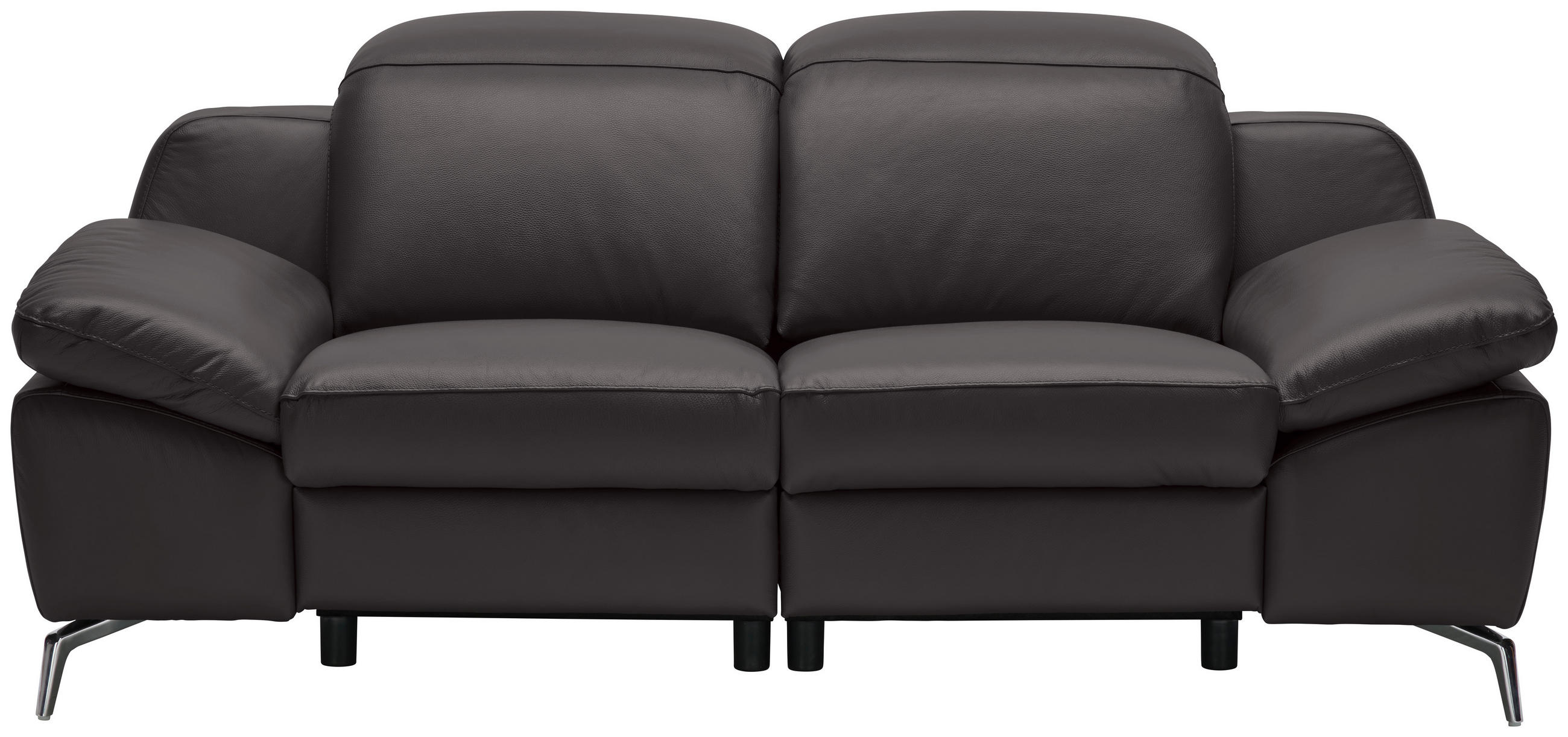 2-SITZER-SOFA Dunkelbraun Echtleder  - Chromfarben/Dunkelbraun, Design, Leder/Kunststoff (194/83-99/110cm) - Celina Home