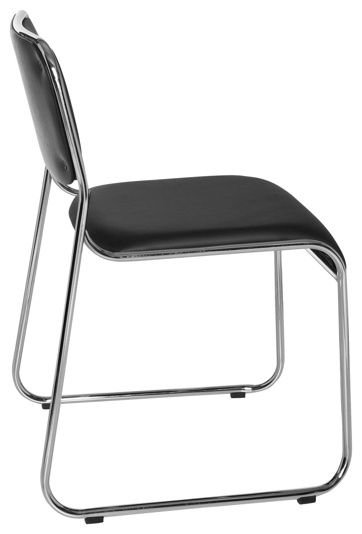 BESUCHERSTUHL  in Lederlook Schwarz  - Chromfarben/Schwarz, MODERN, Textil/Metall (41/84/52cm) - MID.YOU