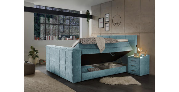 BOXSPRINGBETT 180/200 cm  in Blau  - Blau, KONVENTIONELL, Textil (180/200cm) - Carryhome