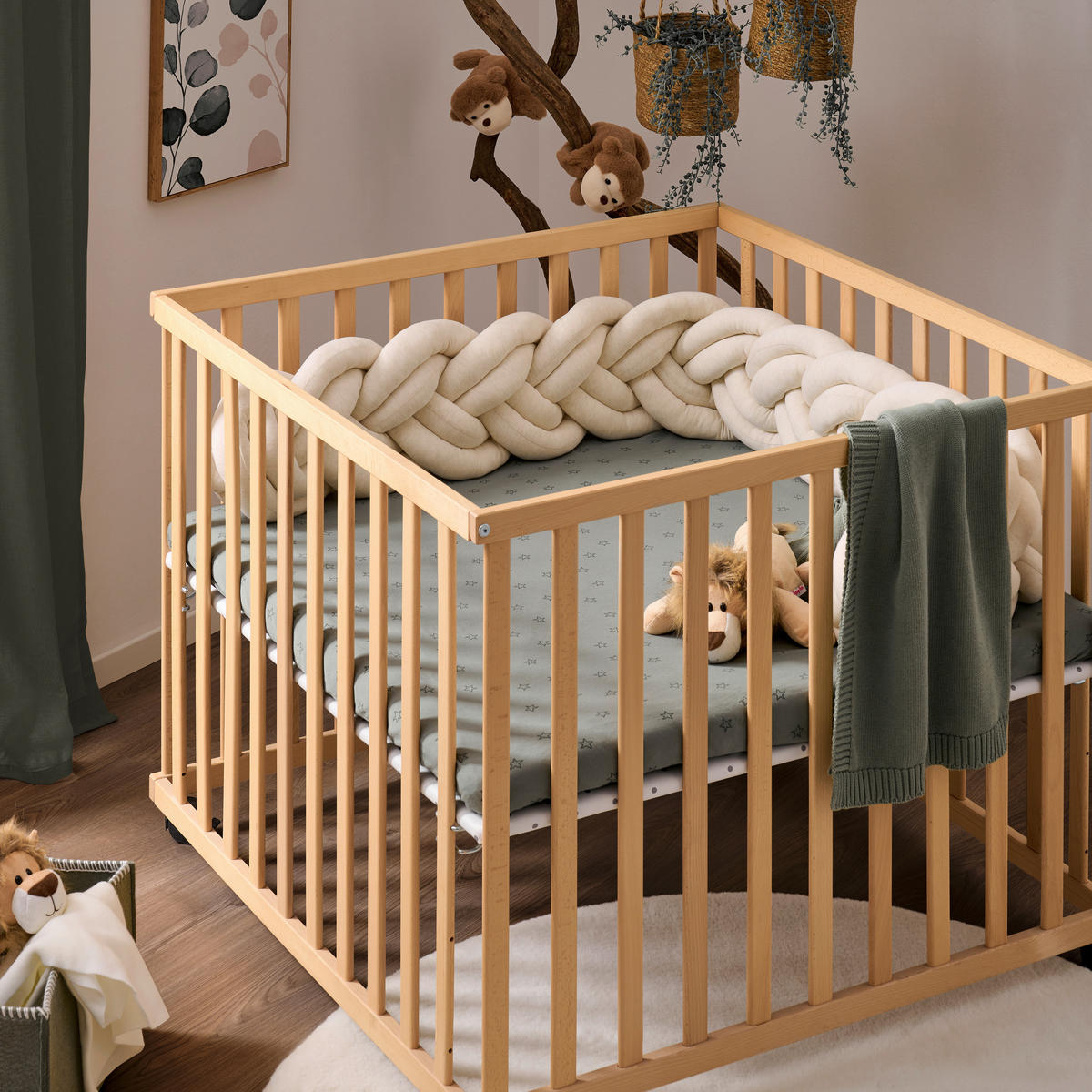 KINDERSPANNBETTTUCH  100/100/12 cm  - Grün, Basics, Textil (100/100/12cm) - Patinio