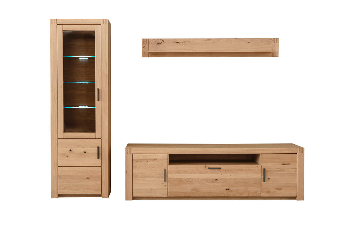 WOHNWAND 3-teilig  in Eichefarben 283/203/50 cm  - Eichefarben/Anthrazit, Design, Glas/Holz (283/203/50cm) - Livetastic