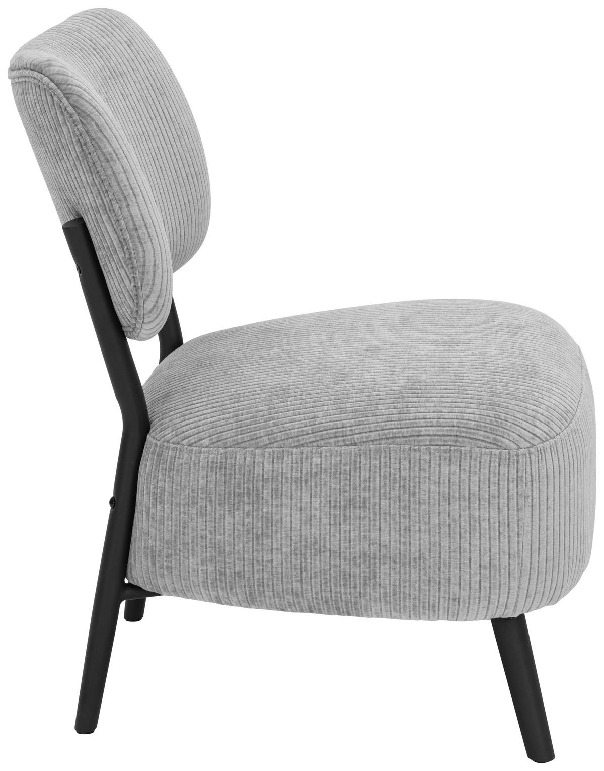 SESSEL in Cord Grau  - gris/noir, Design, textile/métal (62/76/65,5cm) - P & B