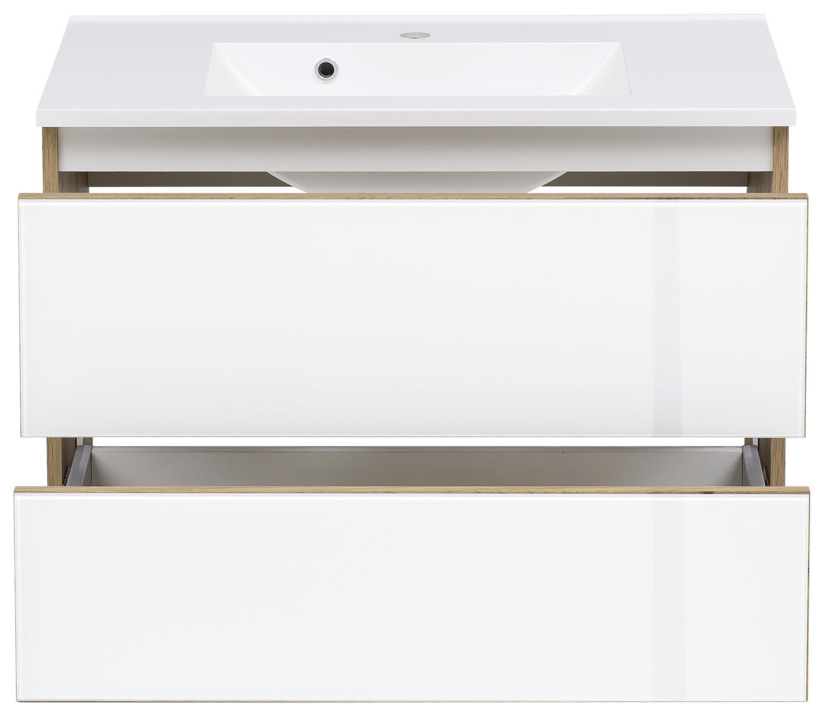 BADEZIMMER  in 160 cm  - Weiss/Eichefarben, Konventionell, Glas/Holzwerkstoff (160cm) - Held