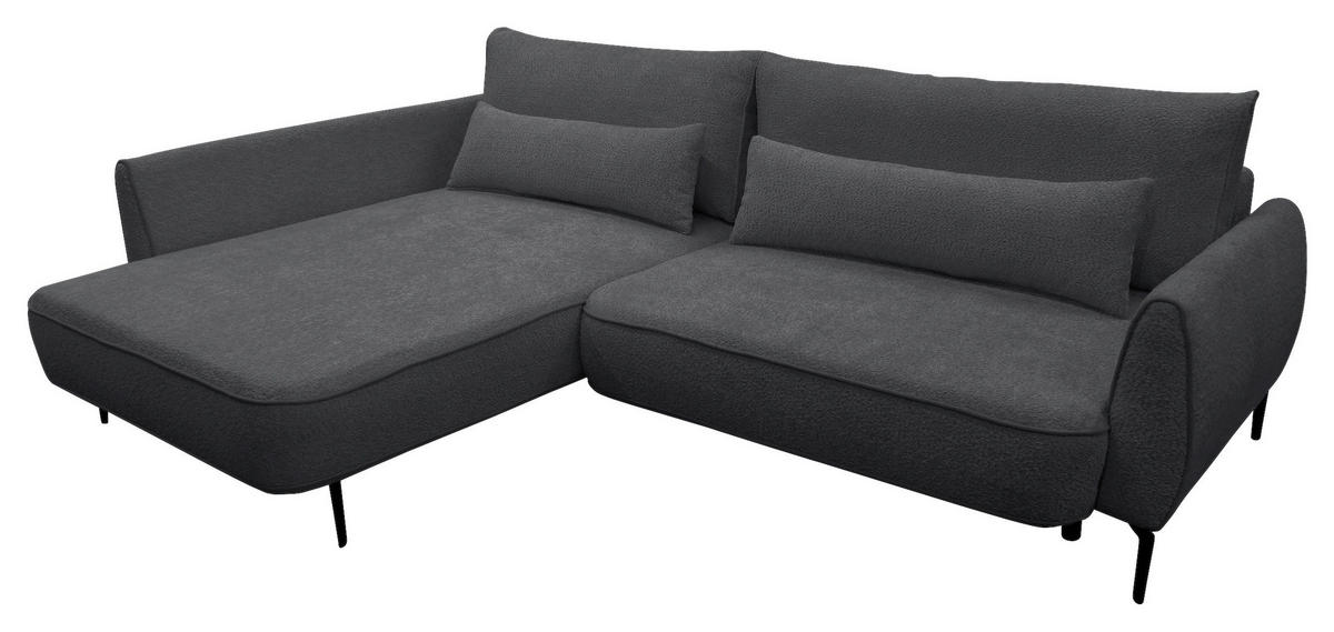 ECKSOFA Dunkelgrau Bouclé  - Dunkelgrau/Creme, Design, Textil/Metall (204/273cm) - MID.YOU