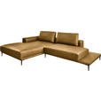 ECKSOFA  in Echtleder Senfgelb  201/304 cm  - Senfgelb/Schwarz, Design, Leder/Metall (201/304cm) - Belluti