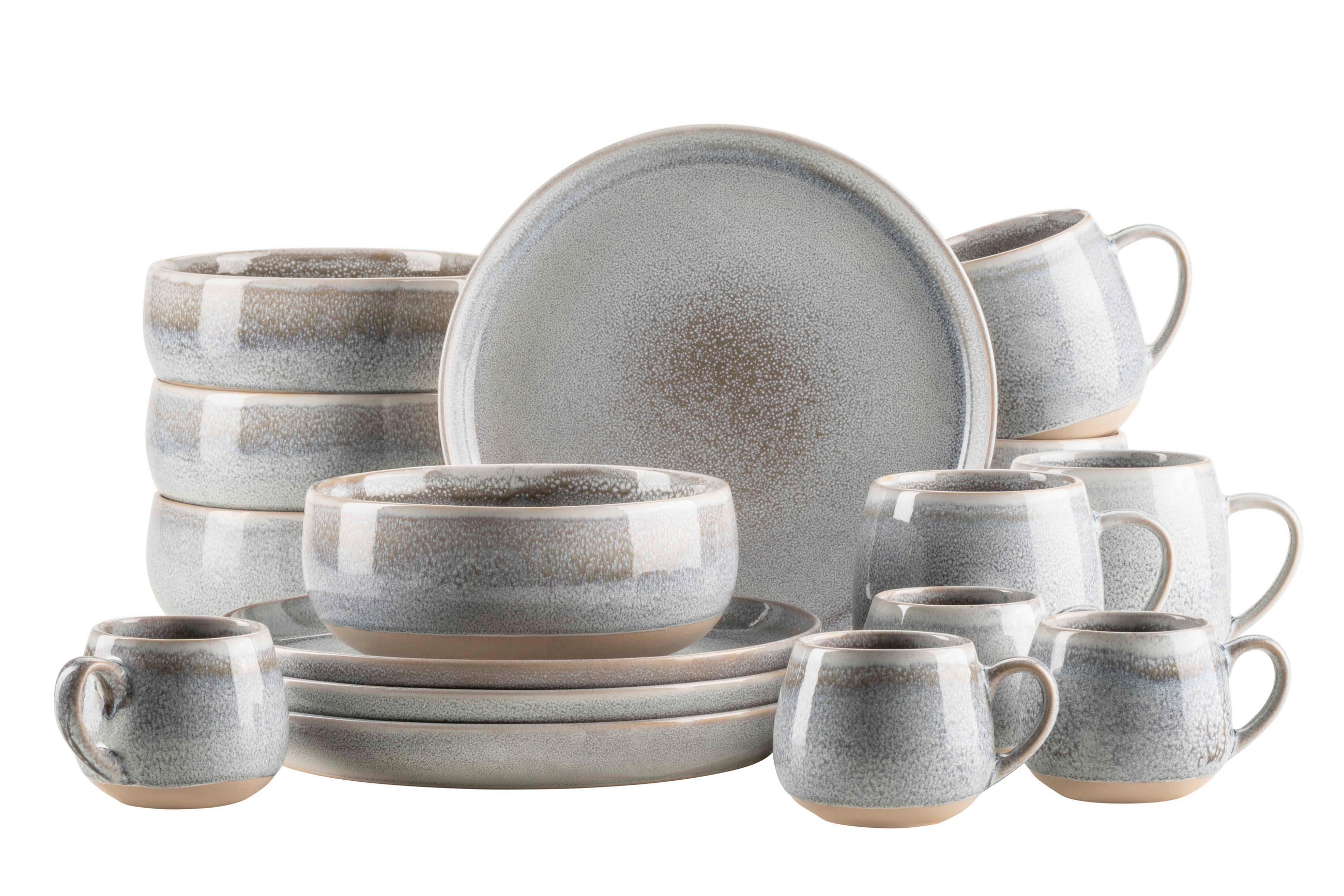 FRÜHSTÜCKSSERVICE Grau, Beige AQUATA 16-teilig 4 Personen  - Beige/Grau, Basics, Keramik - Mäser