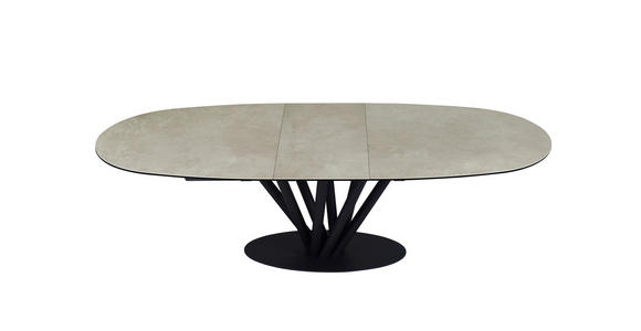 ESSTISCH Schwarz, Taupe oval  ausziehbar  - Taupe/Schwarz, Design, Glas/Keramik (210-260/110/76cm) - Belluti