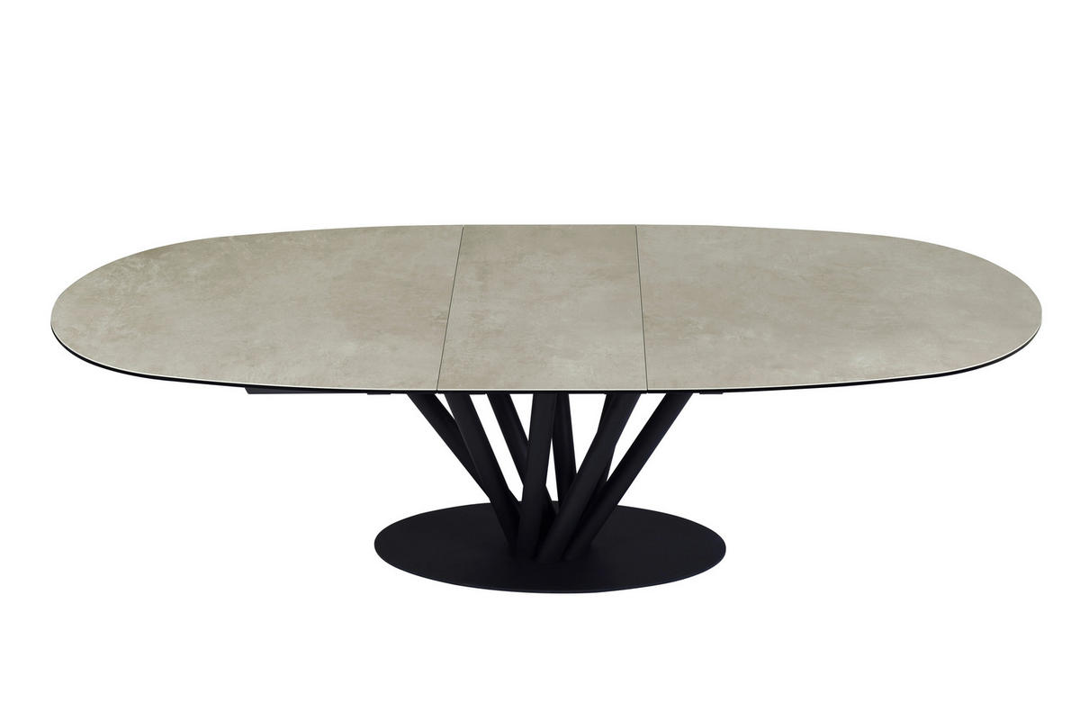 ESSTISCH in Metall, Glas, Keramik 210-260/110/76 cm  - Taupe/Schwarz, Design, Glas/Keramik (210-260/110/76cm) - Belluti