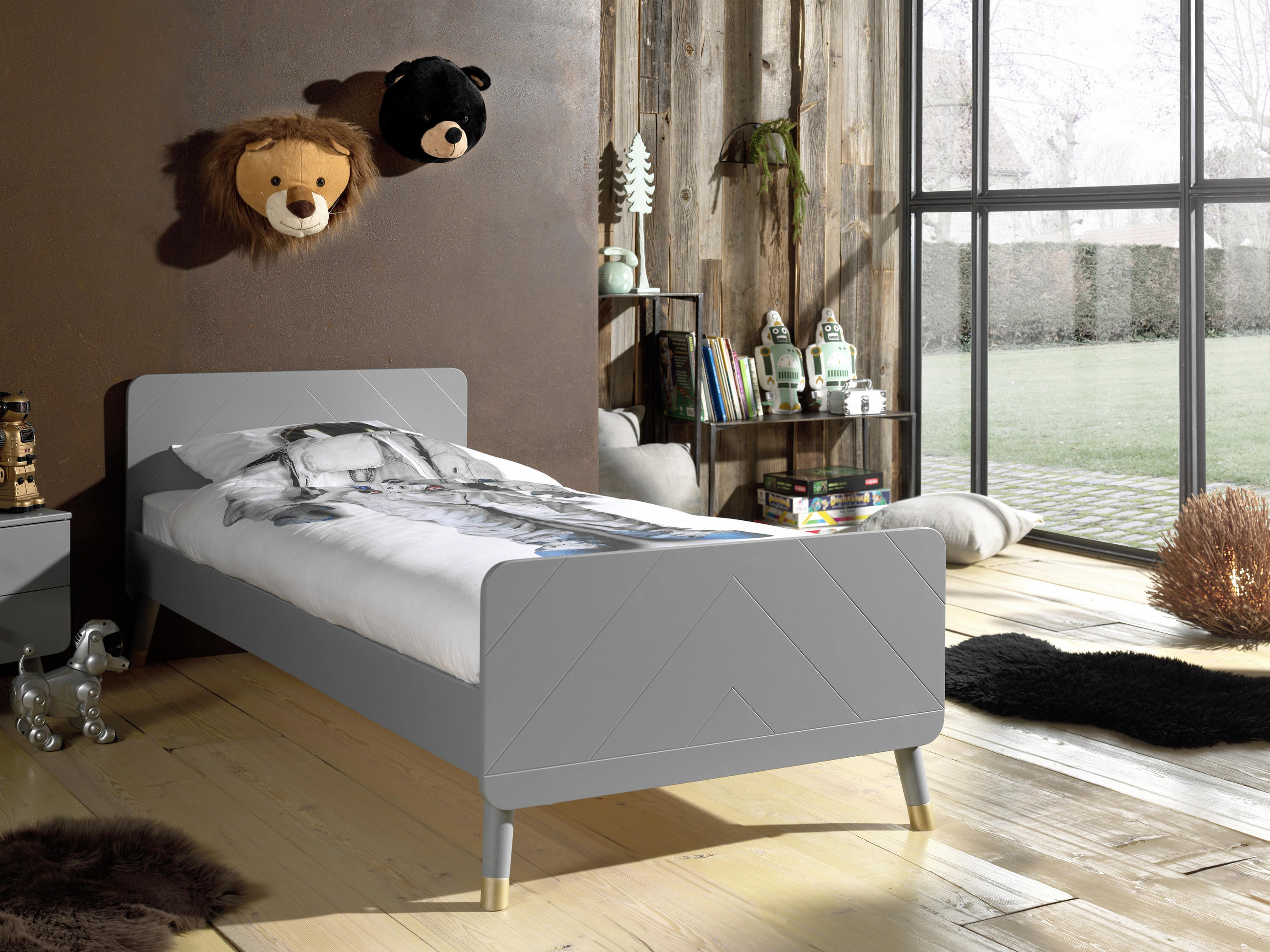 BETT 90/200 cm Grau - Grau, KONVENTIONELL (90/200cm) - MID.YOU