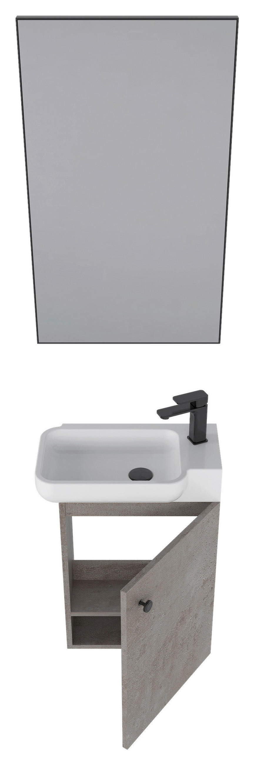 GÄSTEBAD 55 cm  - Weiß Hochglanz/Schwarz, MODERN, Keramik/Holzwerkstoff (55cm) - MID.YOU