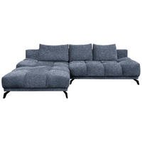 ECKSOFA in Chenille Dunkelblau  - Schwarz/Dunkelblau, MODERN, Textil/Metall (182/290cm) - Hom`in