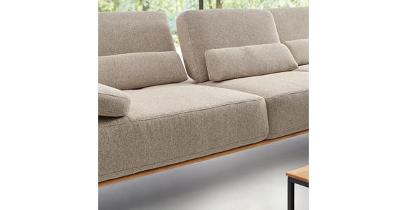 ECKSOFA in Flachgewebe Hellbraun  - Hellbraun/Schwarz, Natur, Holz/Textil (176/314cm) - Valnatura