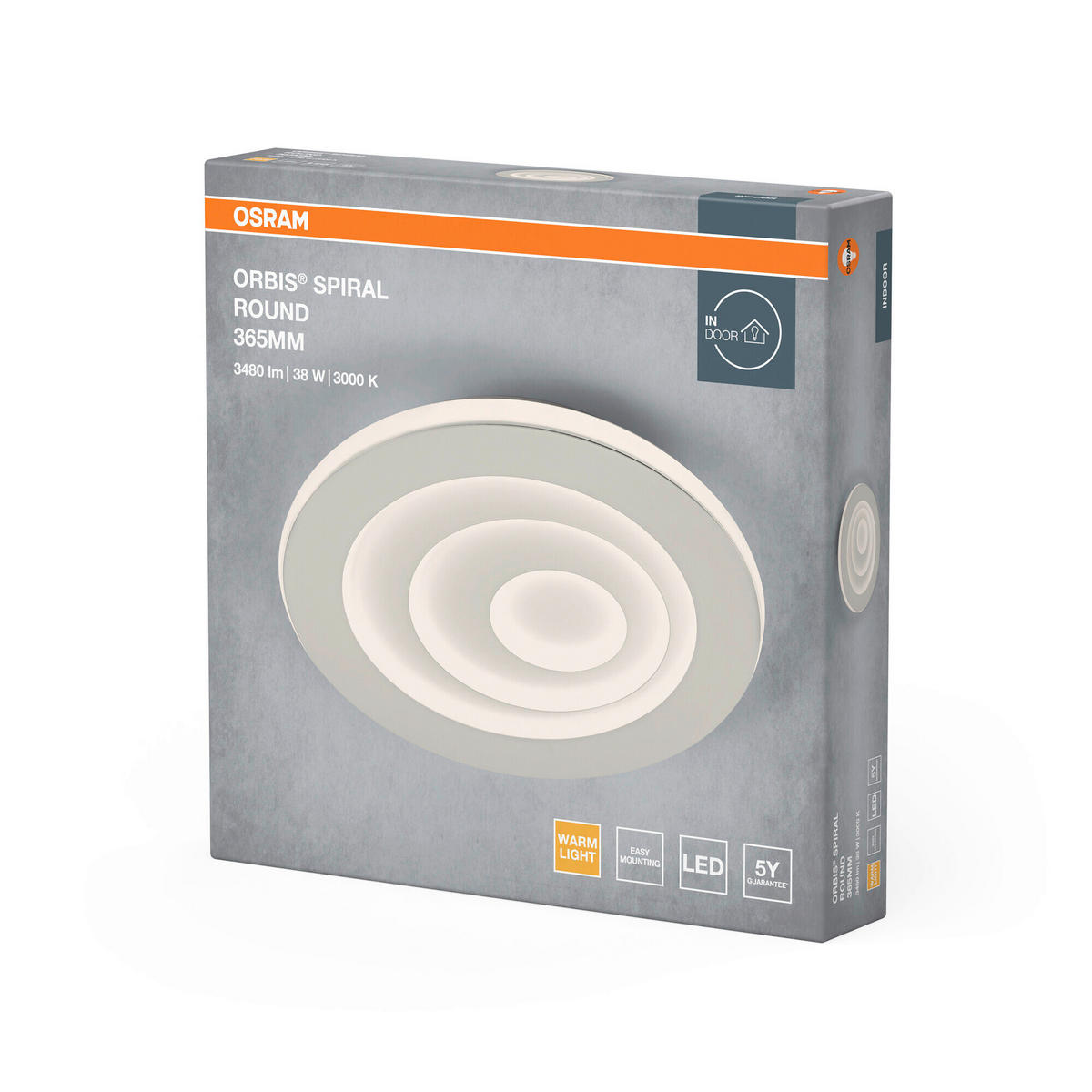 LED-DECKENLEUCHTE Orbis Spiral Round 36,5/5,6 cm   - Weiß, Design, Kunststoff/Metall (36,5/5,6cm) - Osram