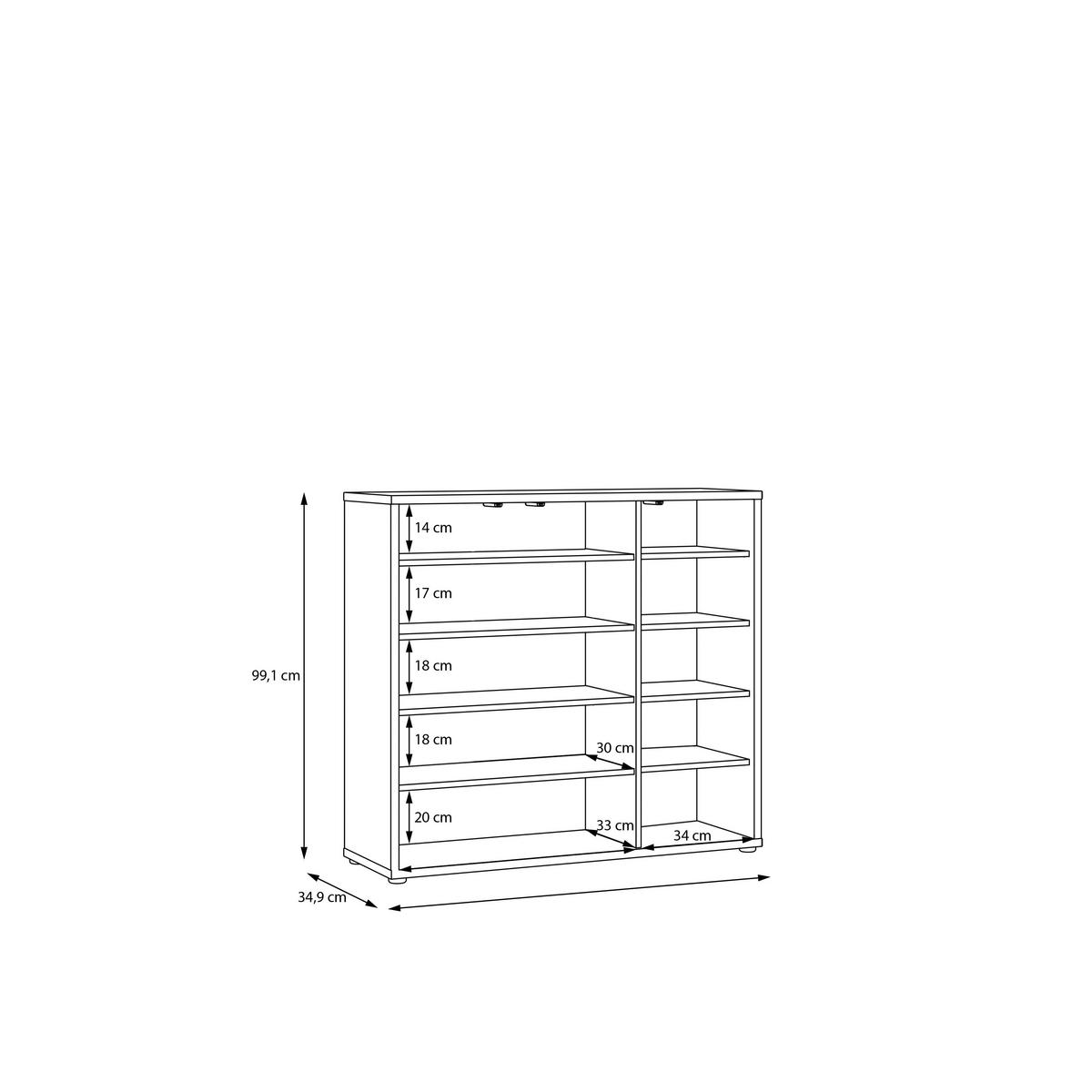 SCHUHSCHRANK Eichefarben  - Eichefarben/Grau, MODERN, Holzwerkstoff/Kunststoff (109,2/99,1/34,9cm) - Carryhome