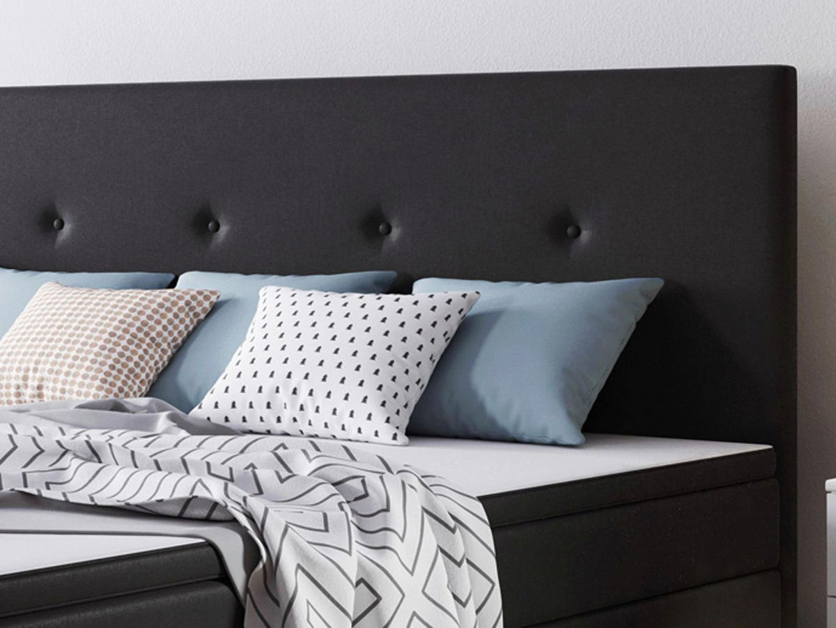 BOXSPRINGBETT  in Schwarz  - Silberfarben/Schwarz, KONVENTIONELL, Textil/Metall (180/115/210cm) - MID.YOU