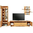 WOHNWAND  in Eichefarben  320/205,7/53,7 cm  - Eichefarben/Schwarz, Natur, Glas/Holz (320/205,7/53,7cm) - Valnatura