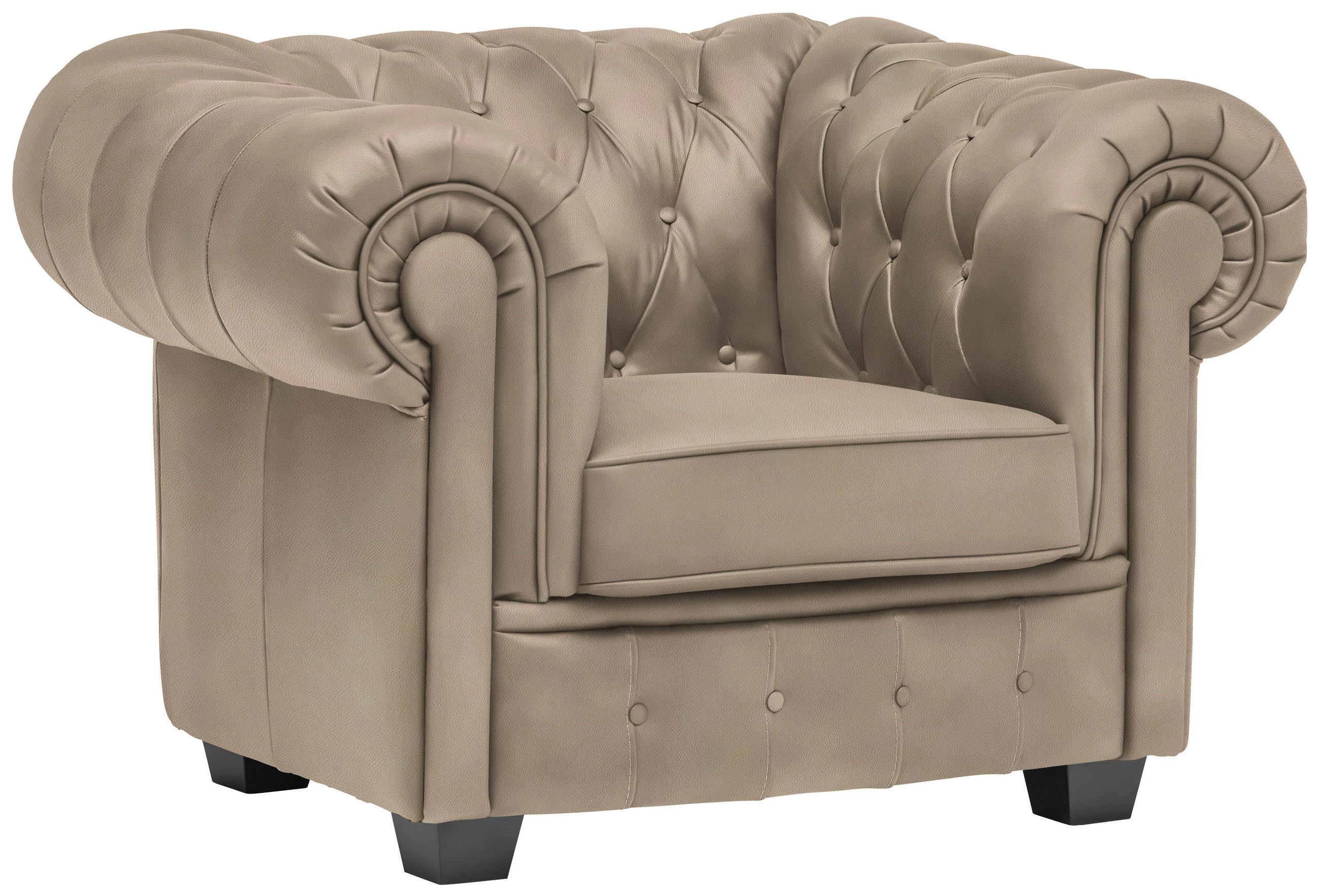 CHESTERFIELD-SESSEL - Wengefarben/Beige, LIFESTYLE, Holz/Textil (115/76,5/96cm) - Landscape