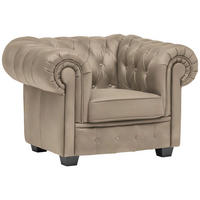 CHESTERFIELD-SESSEL in Lederlook Beige  - Wengefarben/Beige, Lifestyle, Holz/Textil (115/76,5/96cm) - Landscape