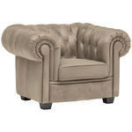 CHESTERFIELD-SESSEL - Wengefarben/Beige, LIFESTYLE, Holz/Textil (115/76,5/96cm) - Landscape
