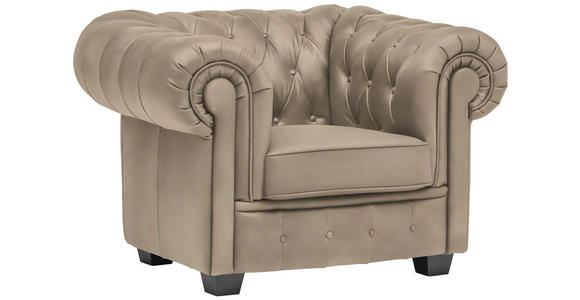 CHESTERFIELD-SESSEL - Wengefarben/Beige, LIFESTYLE, Holz/Textil (115/76,5/96cm) - Landscape