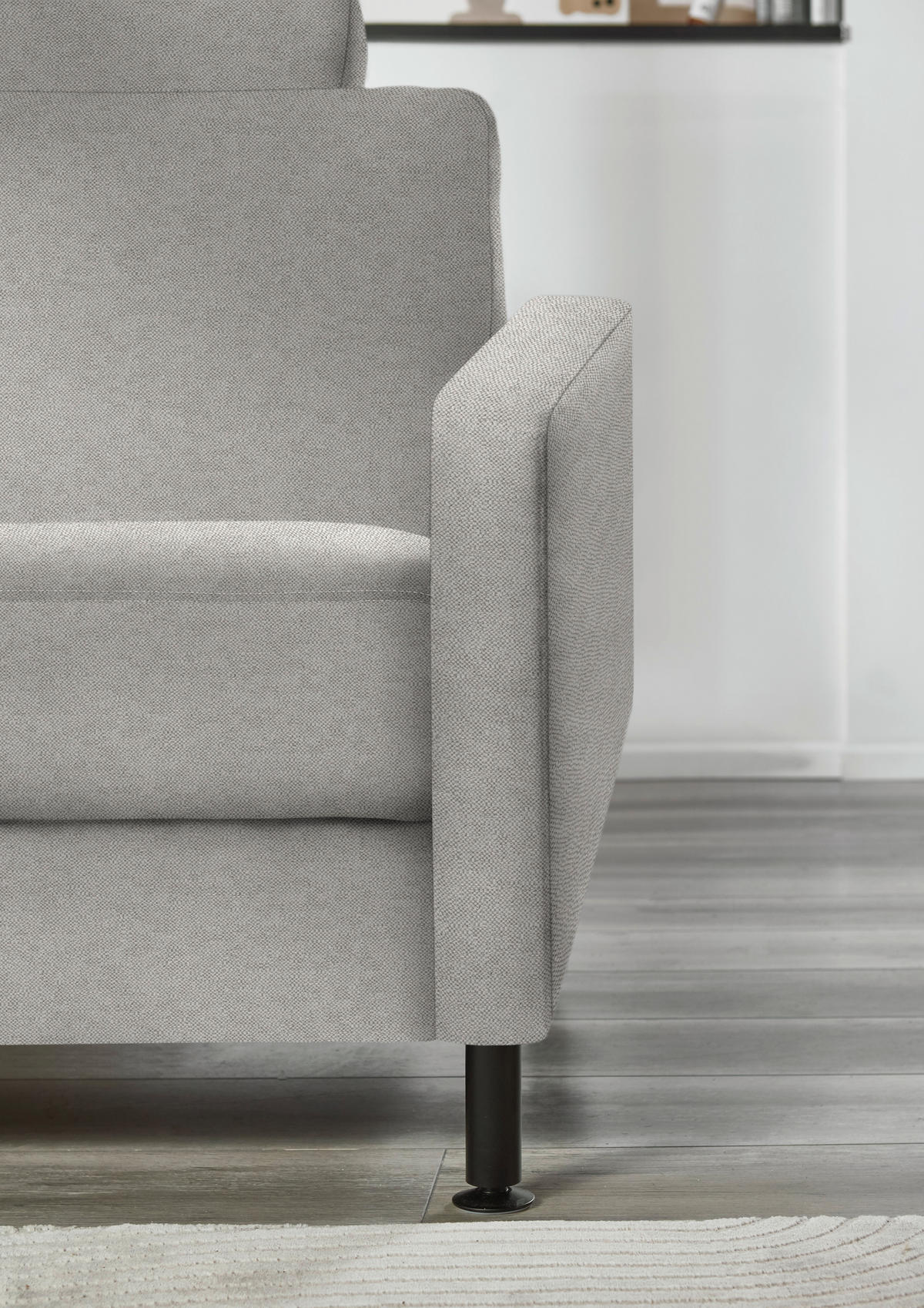 ECKSOFA  in Chenille, Flachgewebe Greige  175/316 cm  - Greige/Schwarz, Design, Textil/Metall (175/316cm) - Dieter Knoll