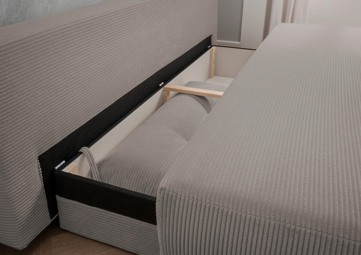 SCHLAFSOFA in Cord Graubraun  - Chromfarben/Graubraun, Modern, Textil/Metall (198/90/100cm) - Livetastic