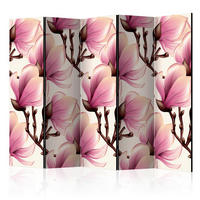 SKÄRMVÄGG  i trä, textil  brun, pink  - pink/brun, Basics, trä/textil (225/172/3cm) - artgeist