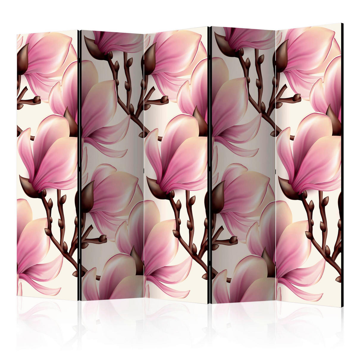 SKÄRMVÄGG  i trä, textil  brun, pink  - pink/brun, Basics, trä/textil (225/172/3cm) - artgeist