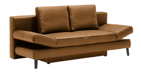 SCHLAFSOFA in Echtleder Braun  - Schwarz/Braun, Design, Leder/Metall (200/85/90cm) - Novel