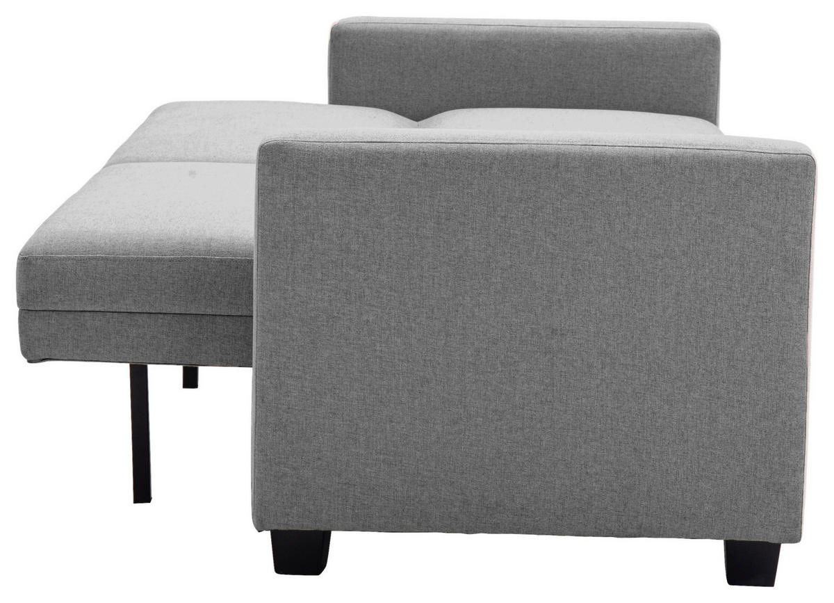 ZOFA S POSTELJNO FUNKCIJO,  siva tekstil  - črna/siva, Basics, umetna masa/tekstil (192/76/85cm) - P & B