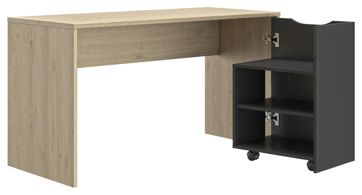 SCHREIBTISCH 136/60/114/75 cm  in Schwarz, Kastanienfarben  - Kastanienfarben/Schwarz, MODERN, Holzwerkstoff/Kunststoff (136/60/114/75cm) - MID.YOU