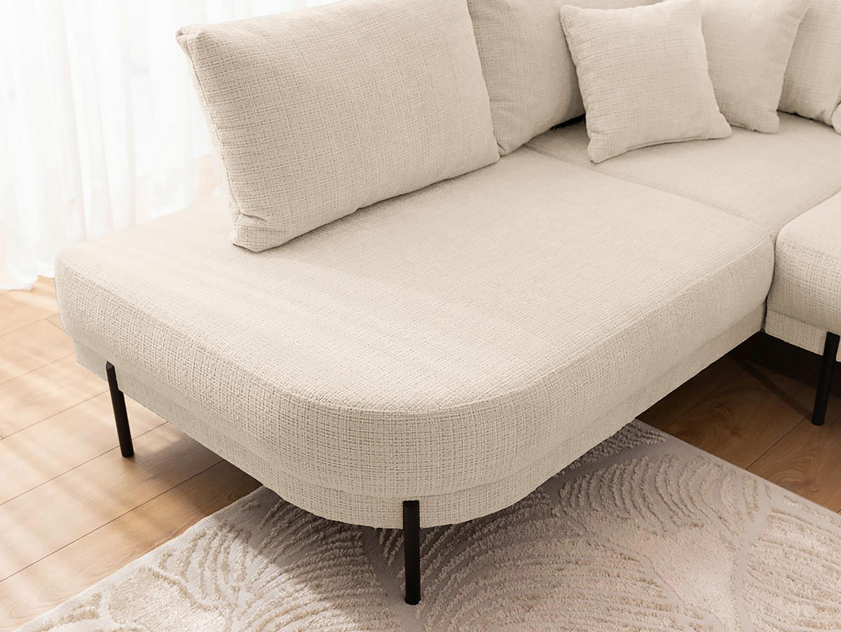 ECKSOFA Mauris Creme Chenille Rückenkissen  - Creme/Schwarz, Design, Kunststoff/Textil (200/233cm) - Livetastic