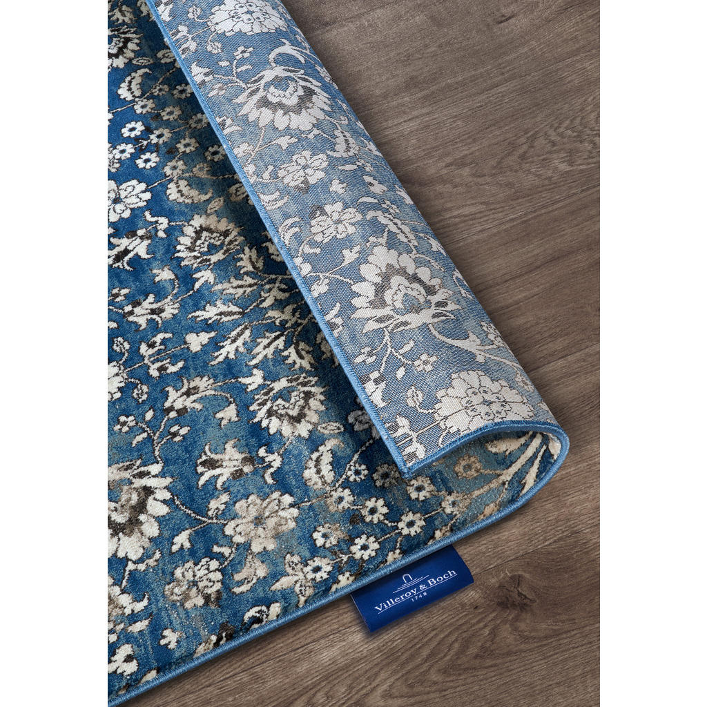 Thumbnail - Villeroy & Boch Flachwebeteppich Kollektion 1869, Blau, Creme, Textil, orientalisch, rechteckig, 160x235 cm, Oeko-Tex® S...