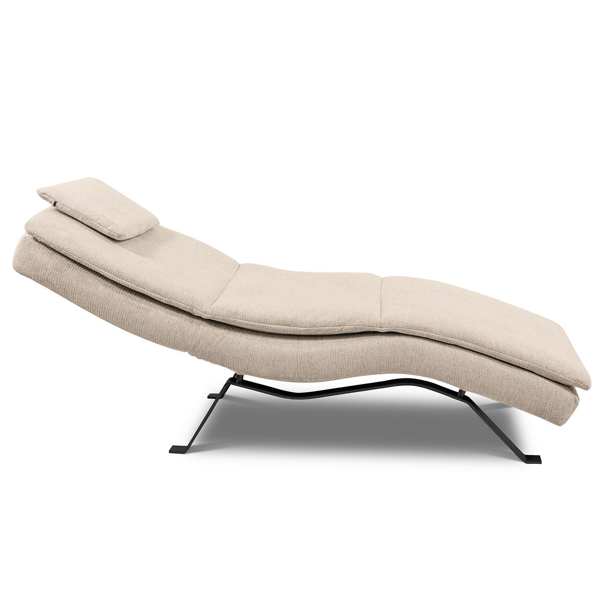 RELAXLIEGE Echtleder Beige  - Beige/Schwarz, Design, Leder/Metall (65/95/171cm) - Celina Home