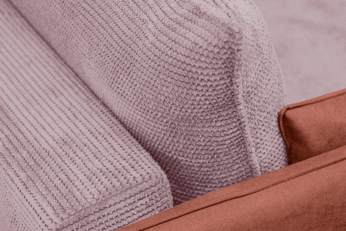 SCHLAFSOFA  mit Liegefunktion, Rücken echt Cord, Flachgewebe Rosa  - Schwarz/Rosa, KONVENTIONELL, Textil/Metall (223/72/100cm) - Carryhome
