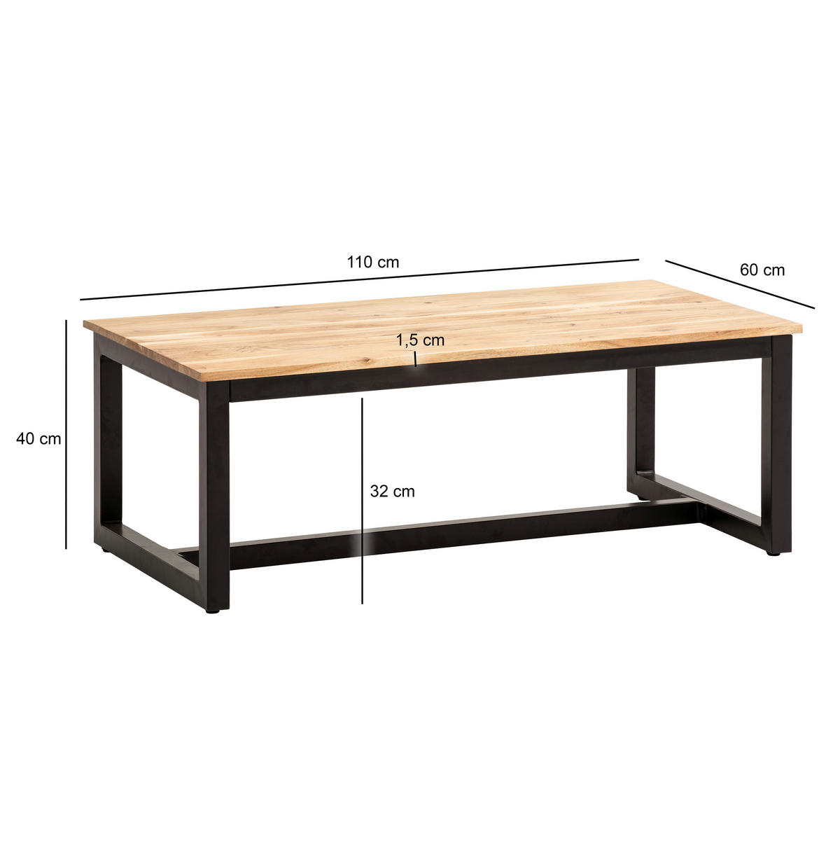 SOFFBORD i trä 110/60/40 cm  - svart/akaciefärgad, Design, metall/trä (110/60/40cm) - MID.YOU
