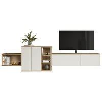 WOHNWAND  in Weiß, Eichefarben  301/100/37,4 cm  - Eichefarben/Weiß, Design, Holzwerkstoff (301/100/37,4cm) - Celina Home