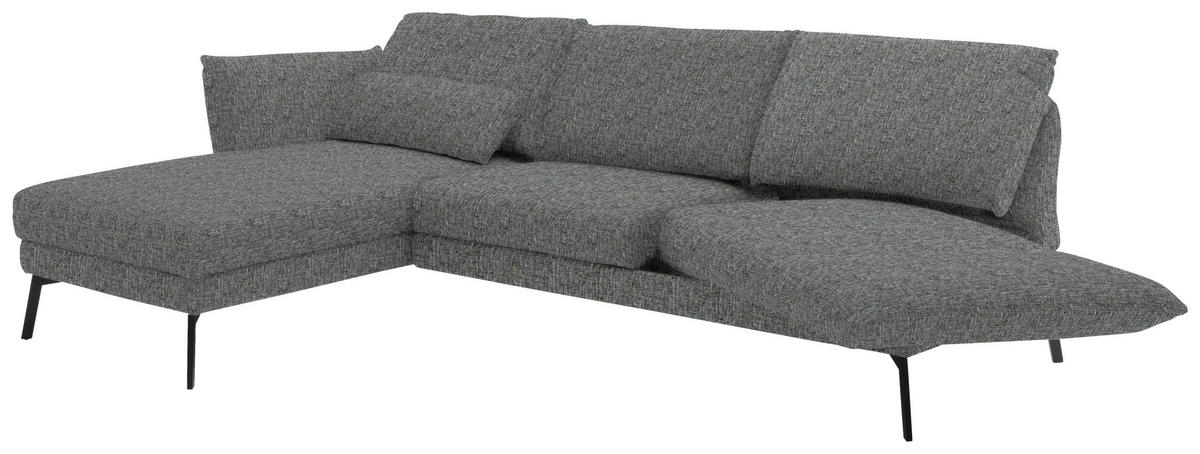 ECKSOFA in Flachgewebe Grau  175/277 cm  - Schwarz/Grau, Design, Textil/Metall (175/277cm) - Schöner Wohnen