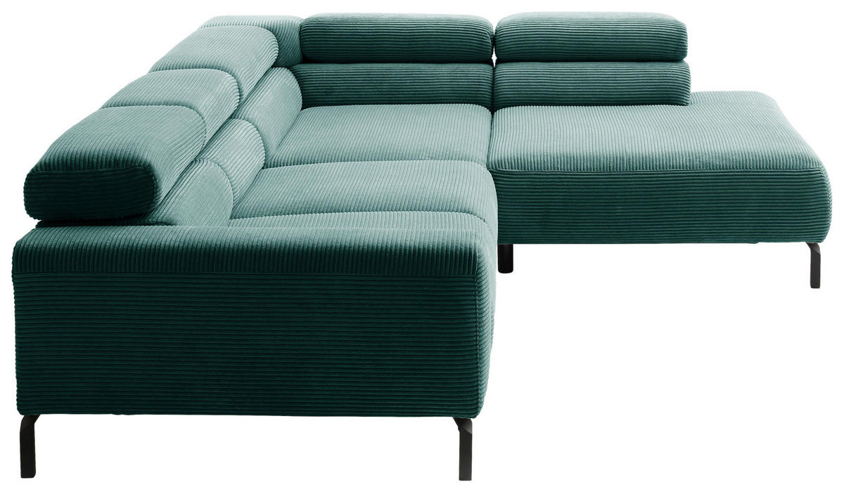 Freisteller von Pure Home Lifestyle ECKSOFA inkl. Funktion Dunkelgrün Cord.