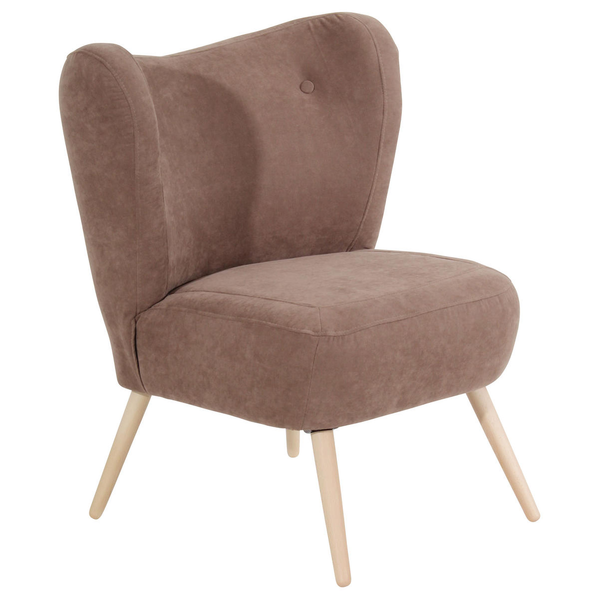 SESSEL in Velours Hellbraun  - Hellbraun/Naturfarben, Design, Holz/Holzwerkstoff (70/86/69cm) - Max Winzer